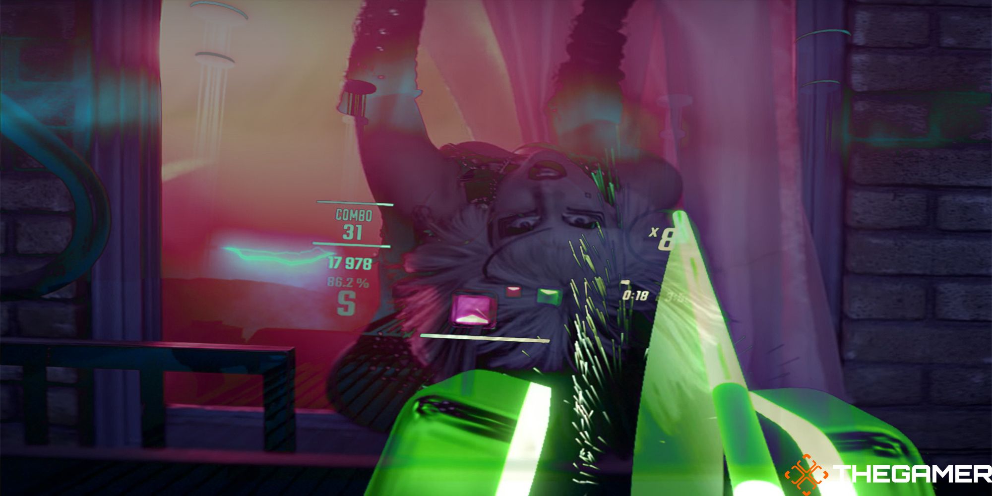 Custom image of gameplay overlayed with Lady Gaga's "Edge of Glory" music video.