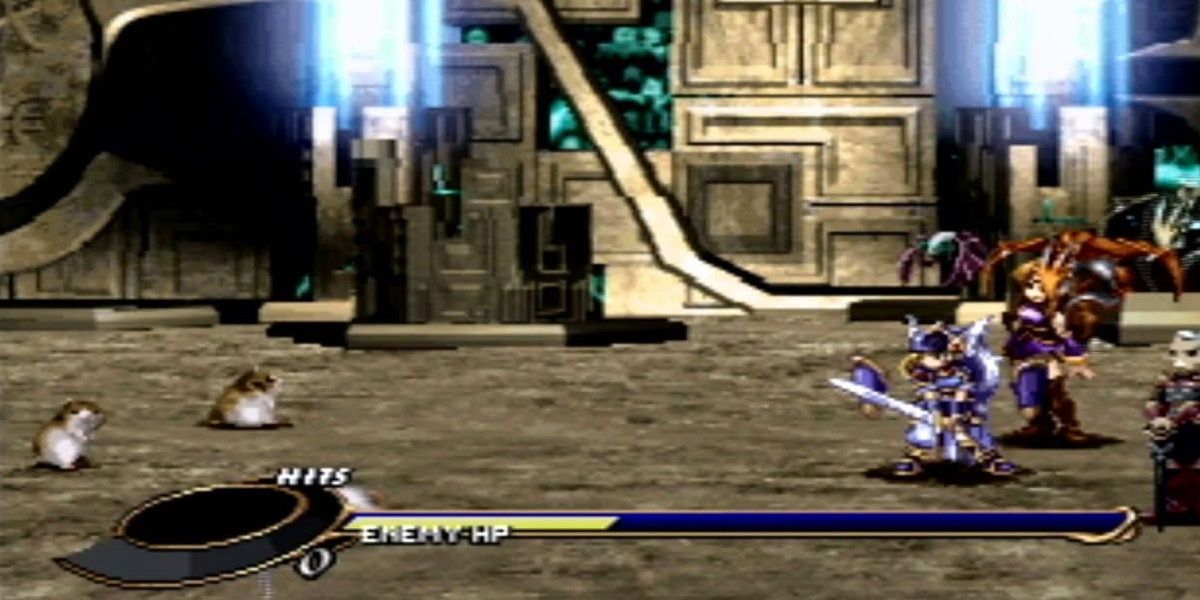 A hamster enemy encounter from Valkyrie Profile