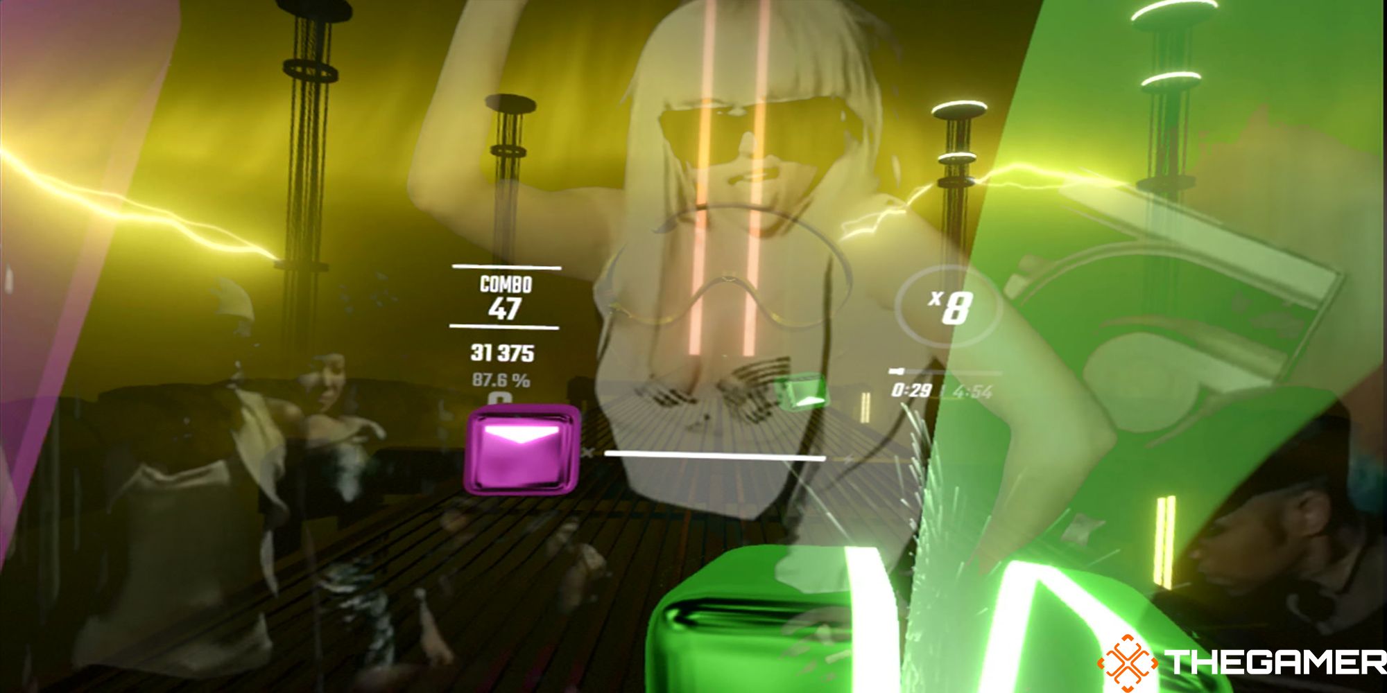 Custom image of gameplay overlayed with Lady Gaga's "Just Dance" music video.