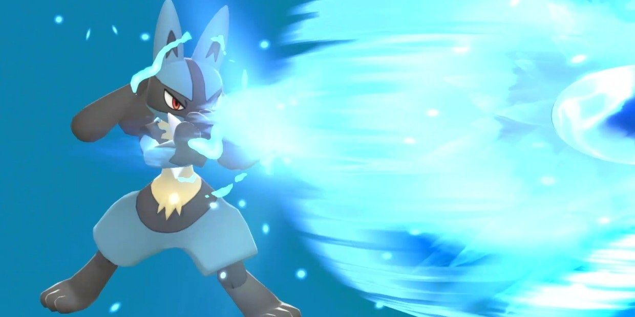 Lucario using life dew to heal itself