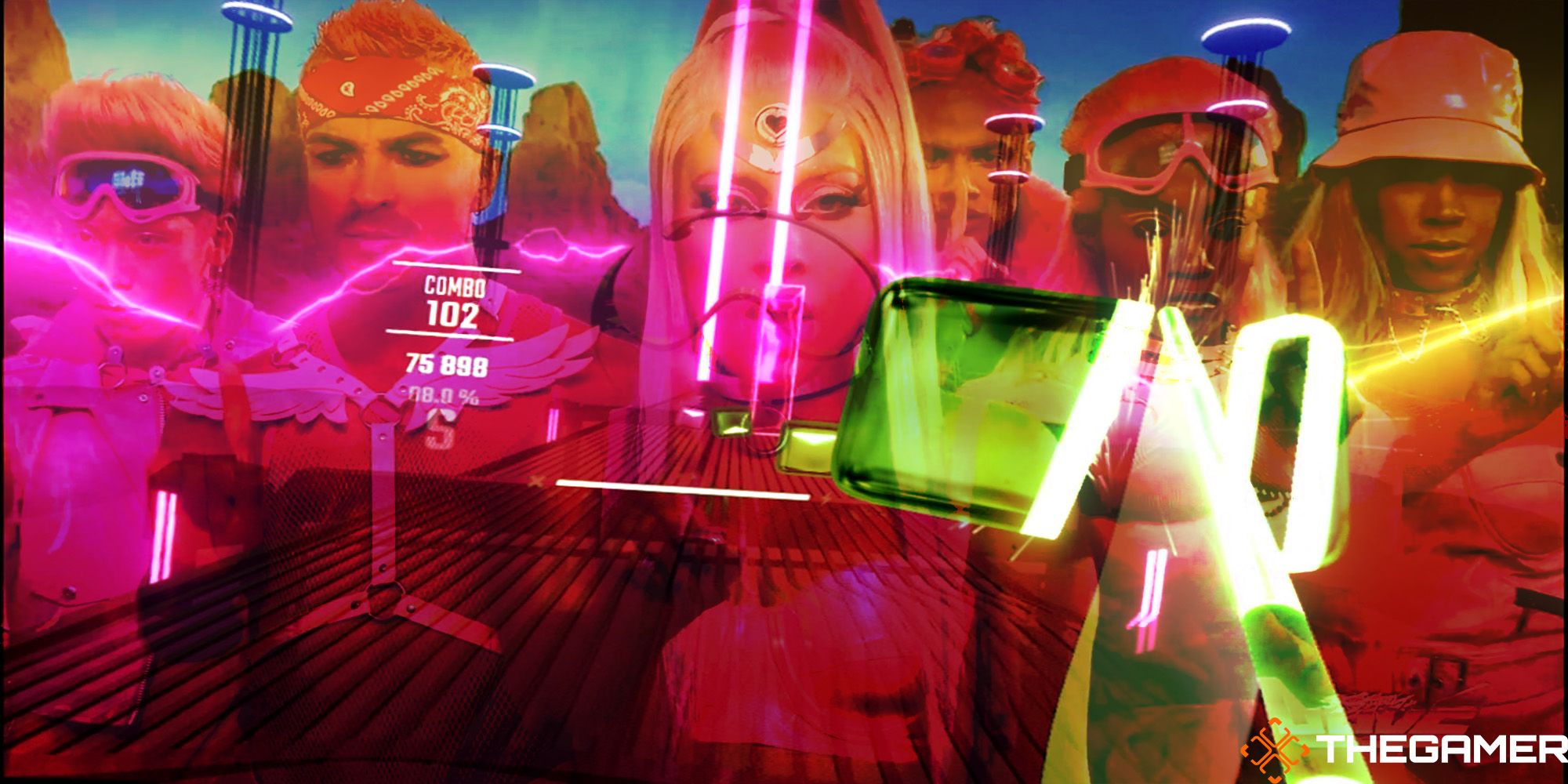 Custom image of gameplay overlayed with Lady Gaga's "Stupid Love" music video.