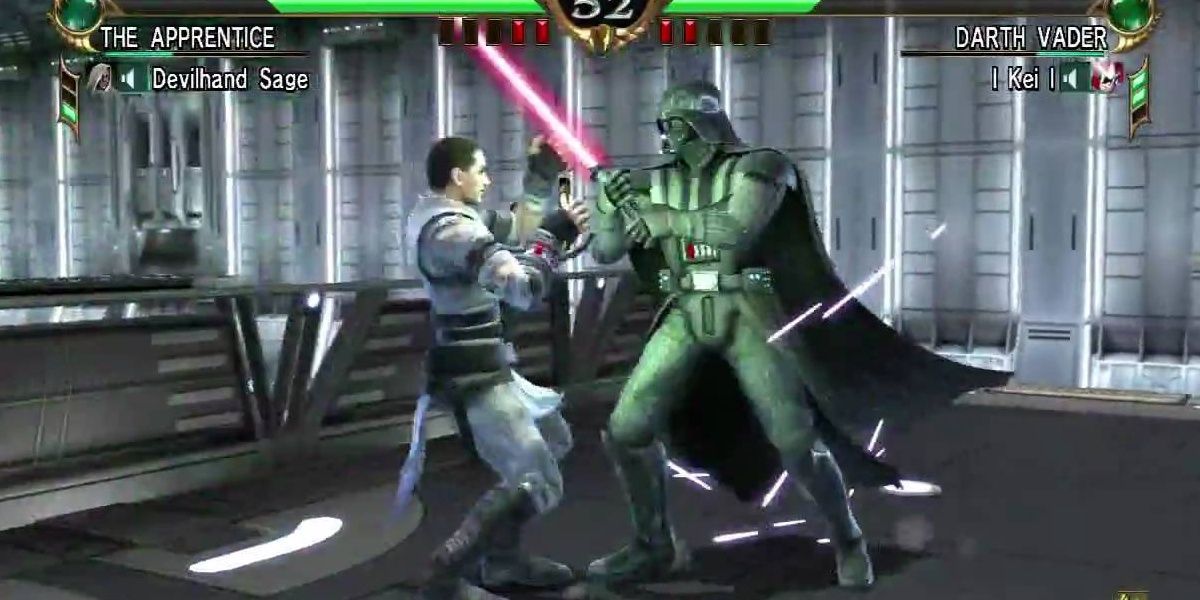 The Apprentice faces off against Darth Vader in Soul Calibur.