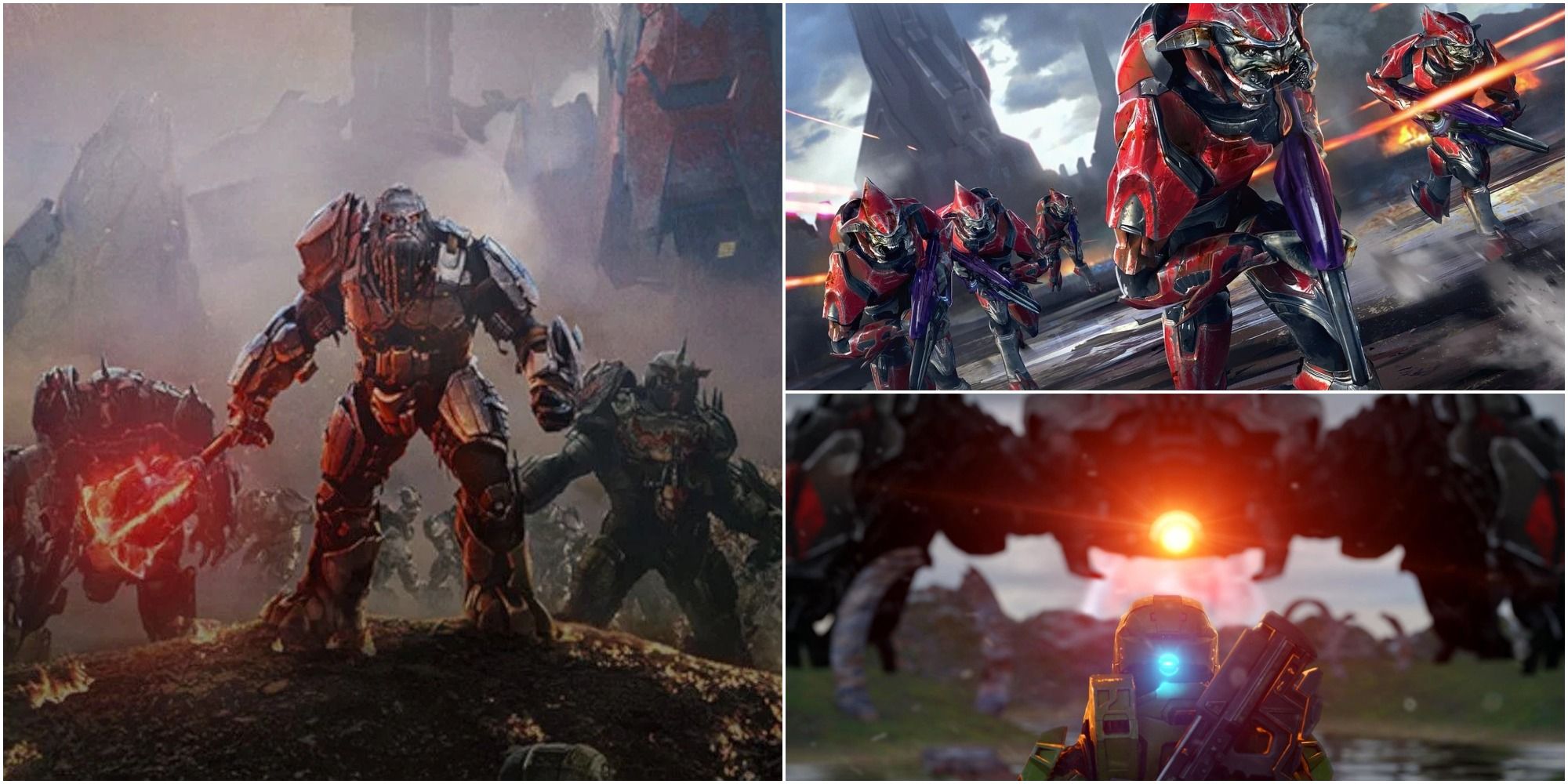 Halo: Atriox Leading The Banished, Banished Elites And Master Chief Versus A Banished Scarab
