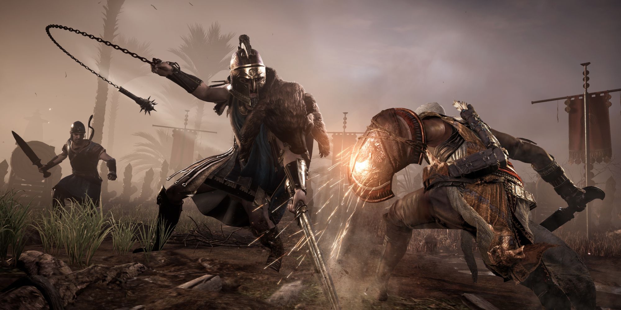 AC Origins Bayek Fighting Larger Enemy