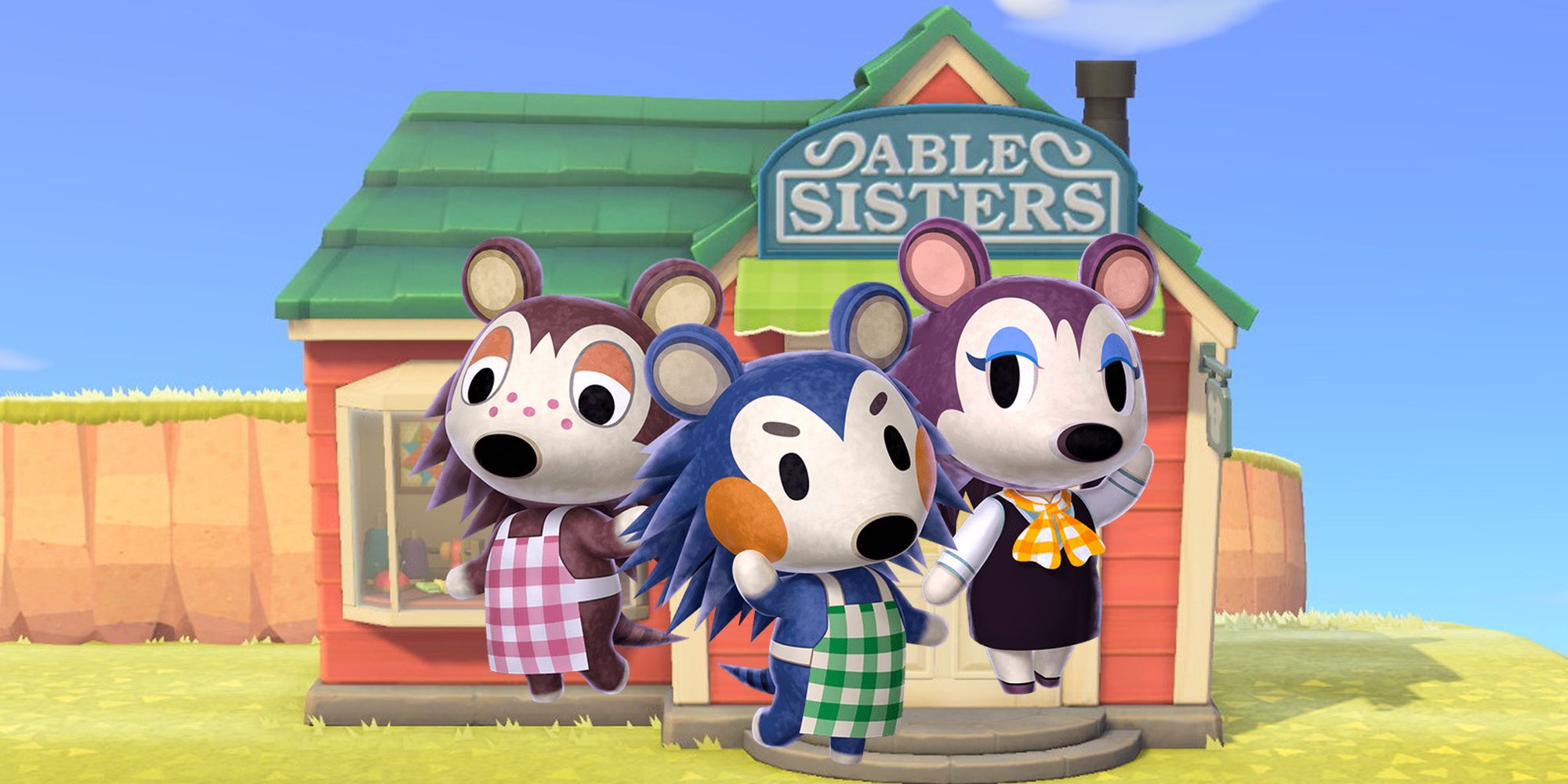 Sable, Mabel, and Label stand outside Able Sisters shop