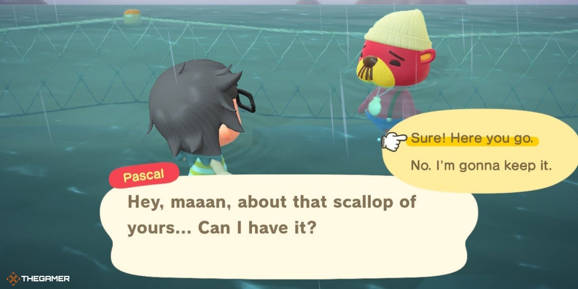 Animal Crossing New Horizons - Pascal asking the player for their Scallop