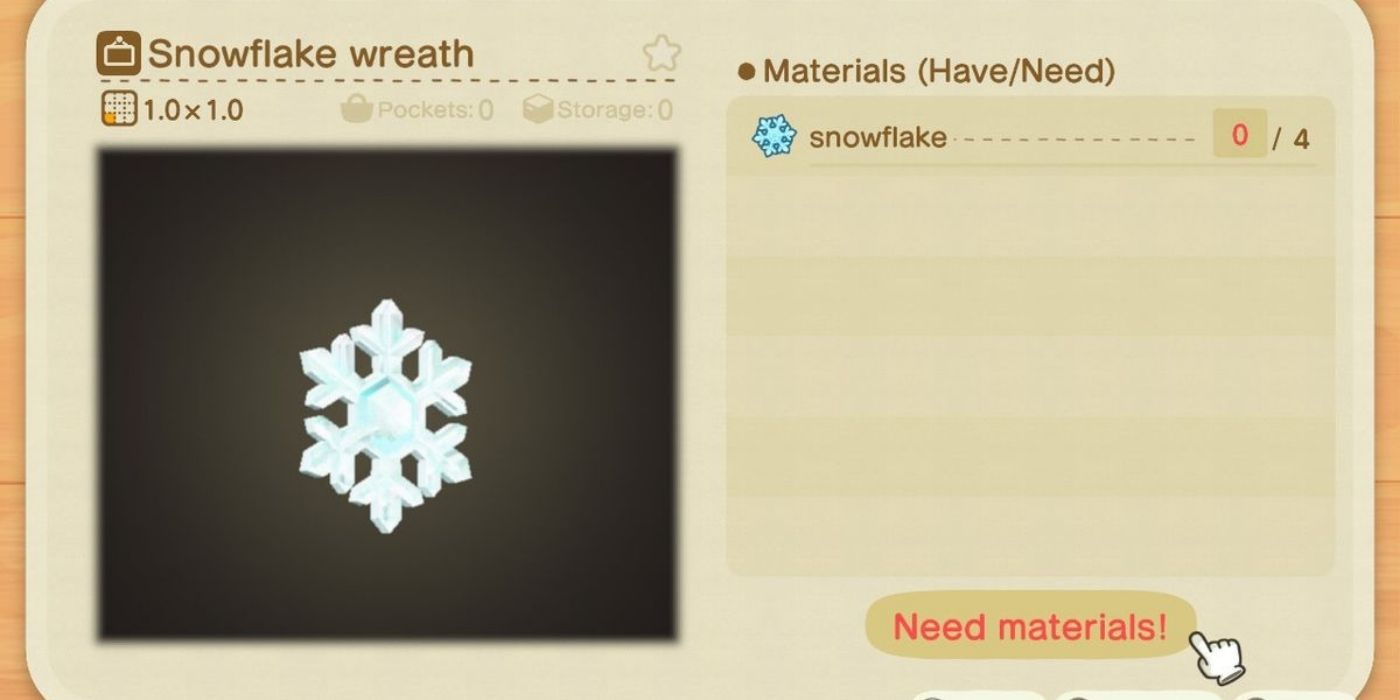 Animal Crossing New Horizons - Snowflake Wreath Recipe