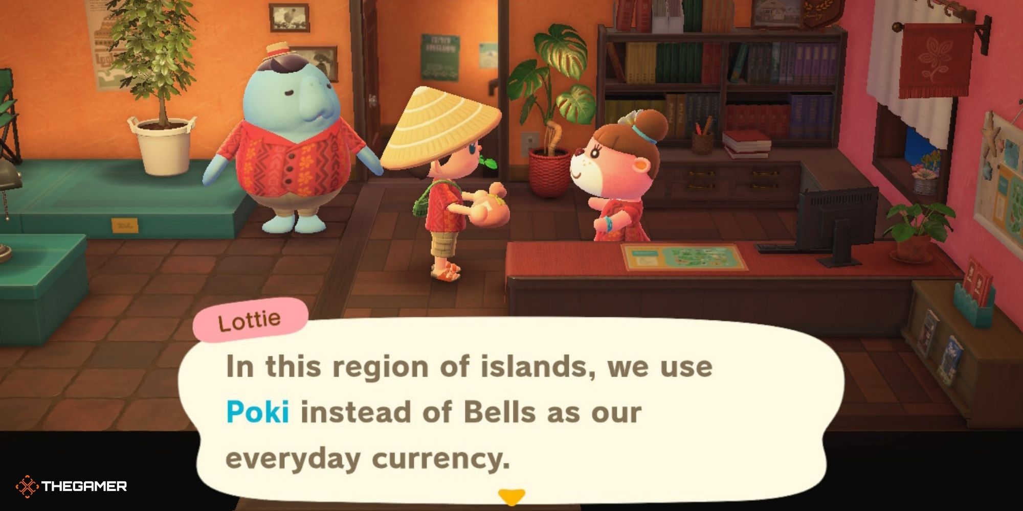 Animal Crossing New Horizons Happy Home Paradise - player talking to Lottie about Poki