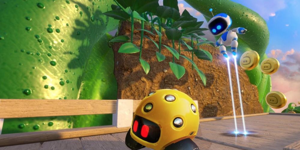 Astro Bot Rescue Mission: Using the jump boosters to take out an enemy