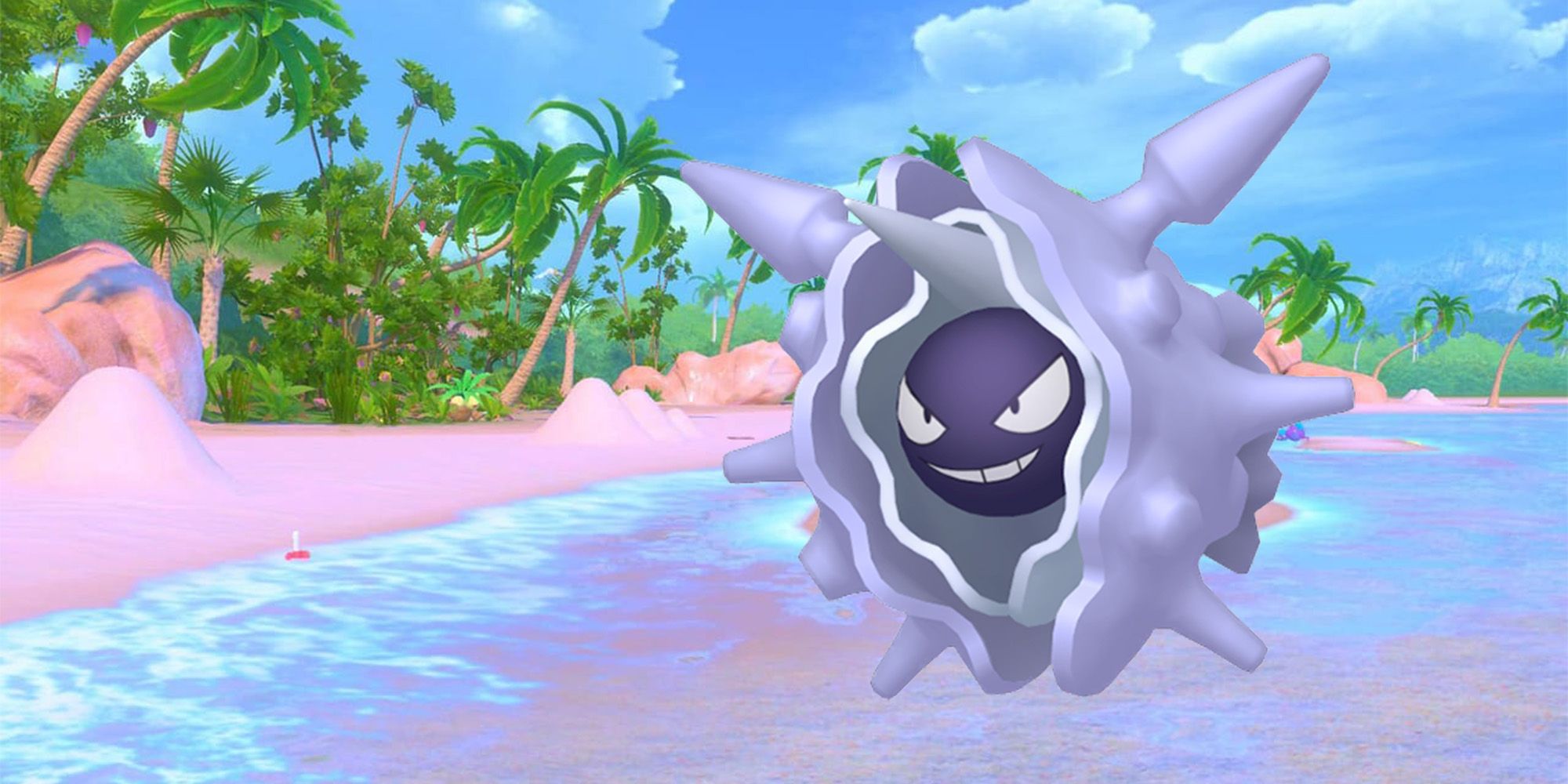 Cloyster from Pokemon Red and Blue on a beach