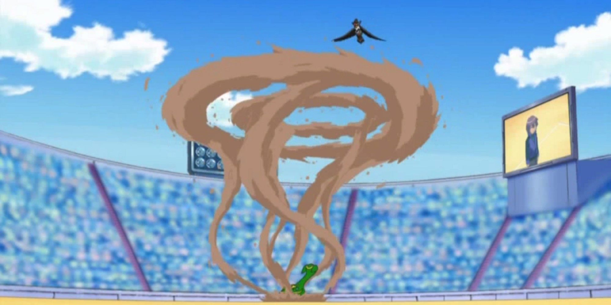 Paul's Gastrodon Fending Off Ash's Staraptor