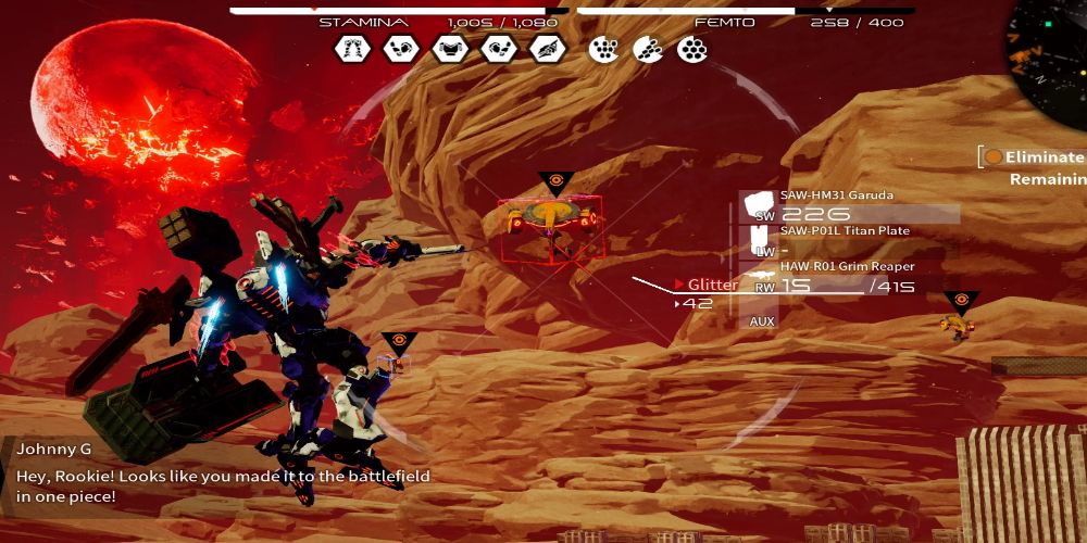 Daemon X Machina: The Arsenal has the enemy targeted 