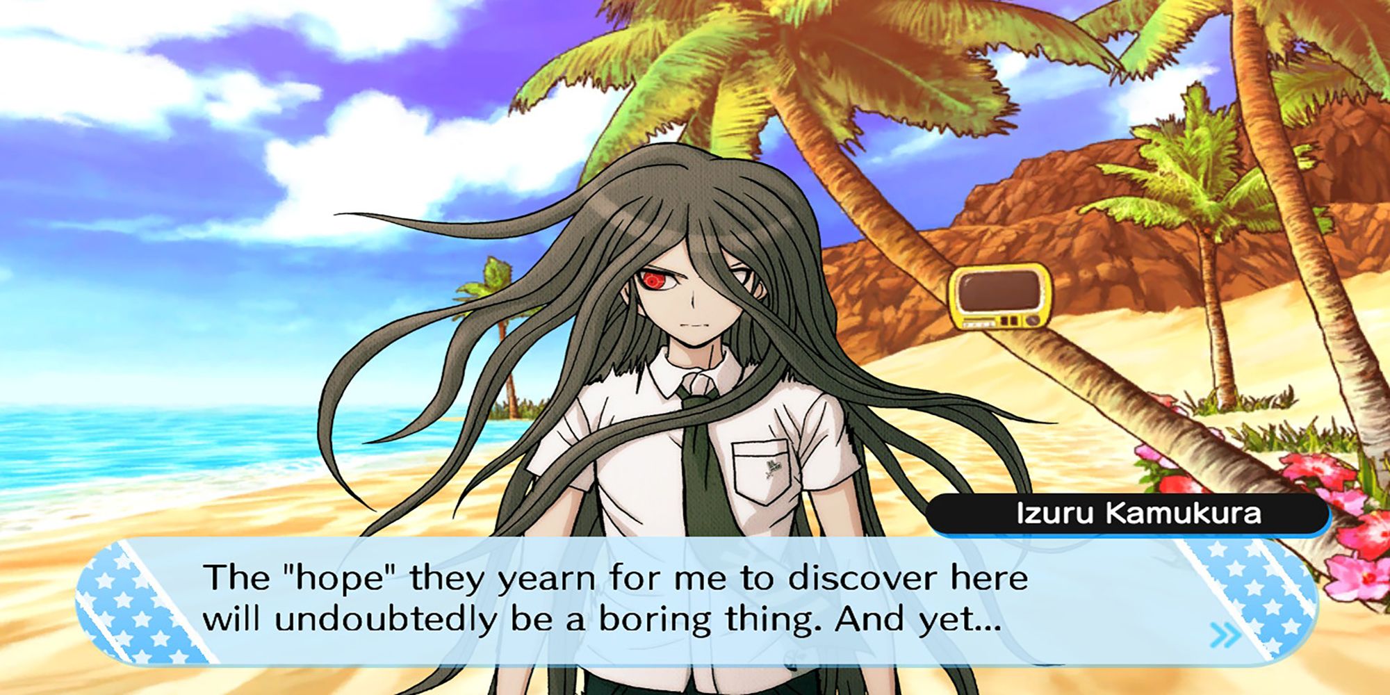 Izuru's first Development mode scene in Danganronpa S.