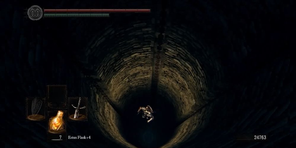 Dark Souls: Falling down a well (to your death)