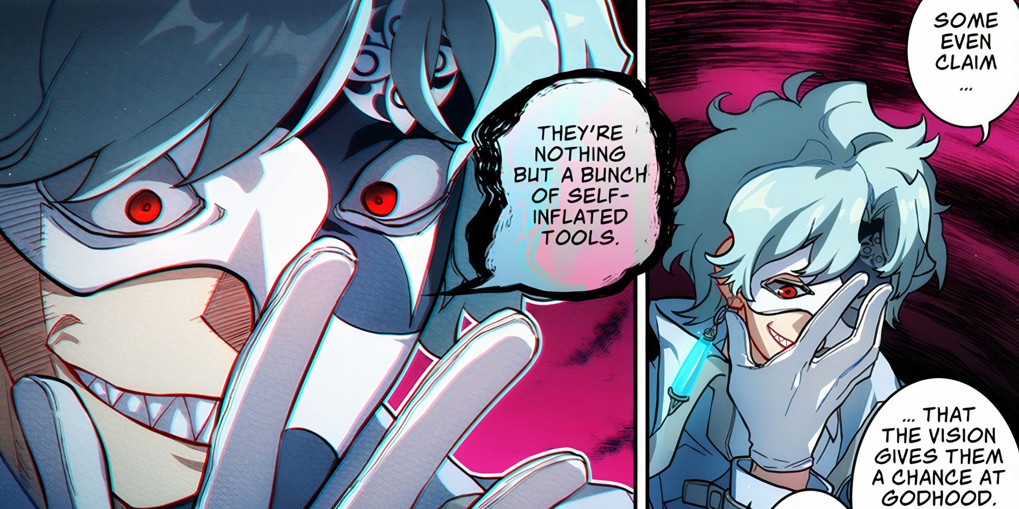 Genshin Impact manga Dottore talking to himself with an amused expression