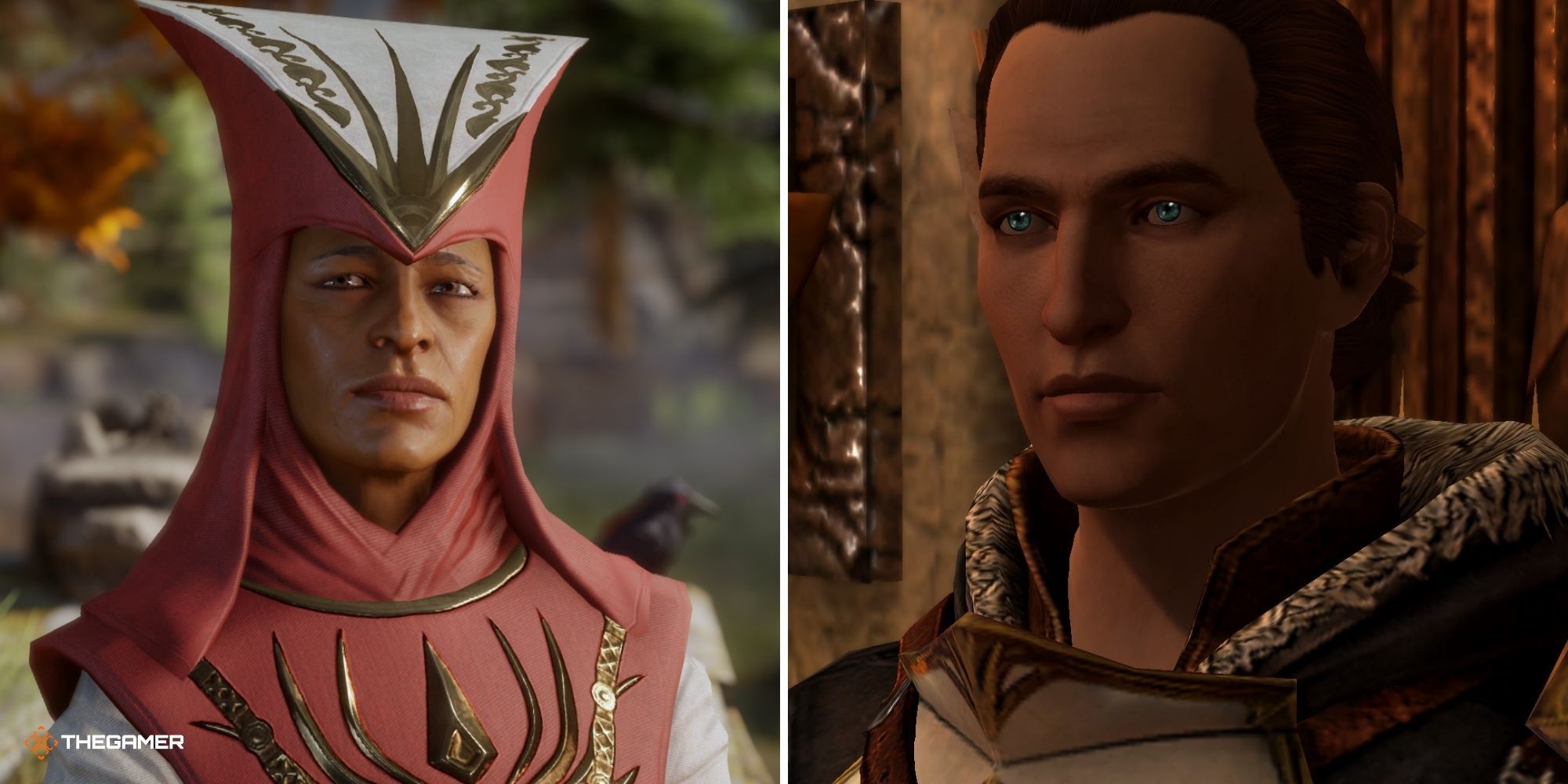 Dragon Age - Mother Giselle on left, Brother Sebastian Vael on right