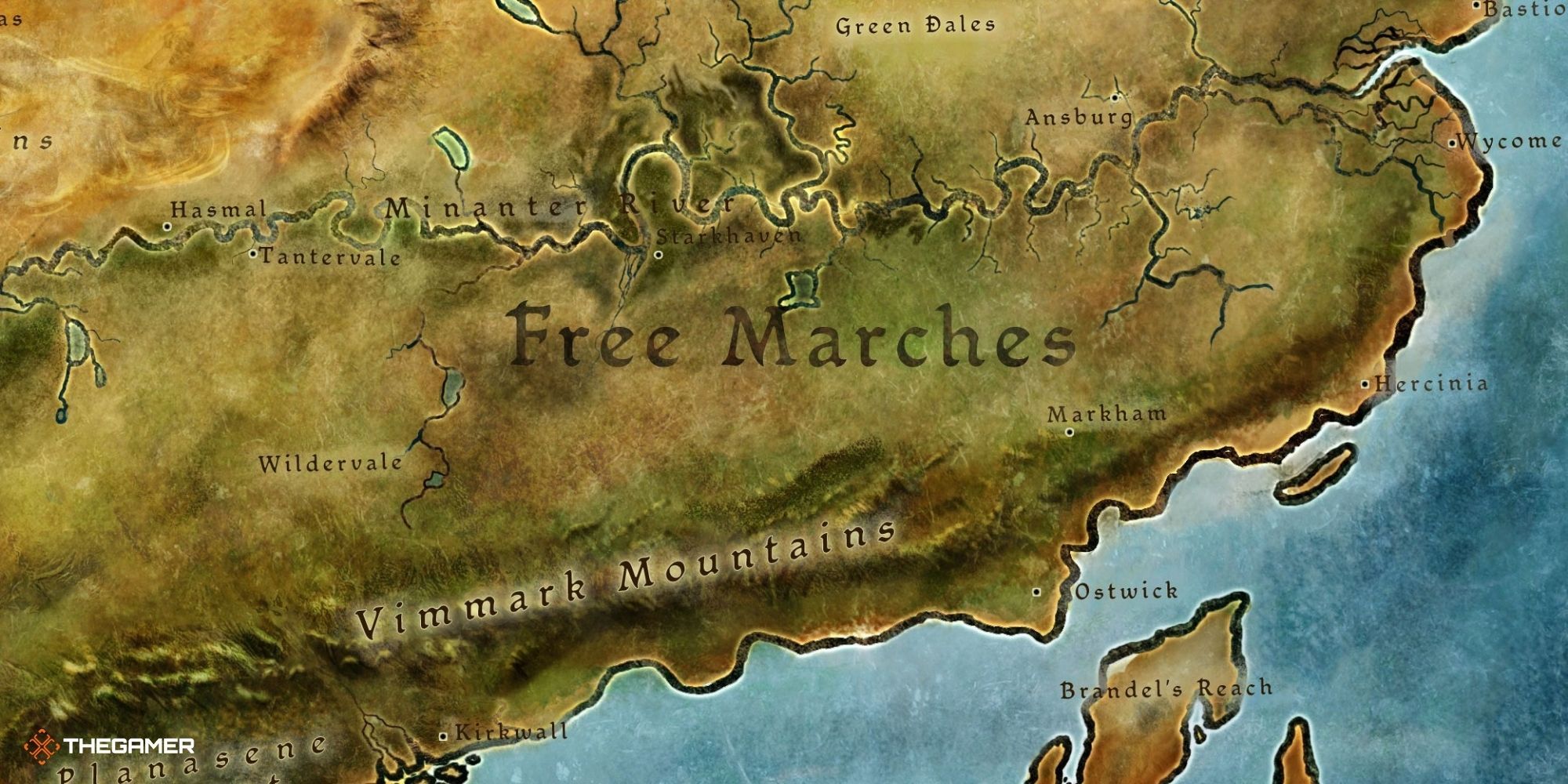 Dragon Age - map of the Free Marches