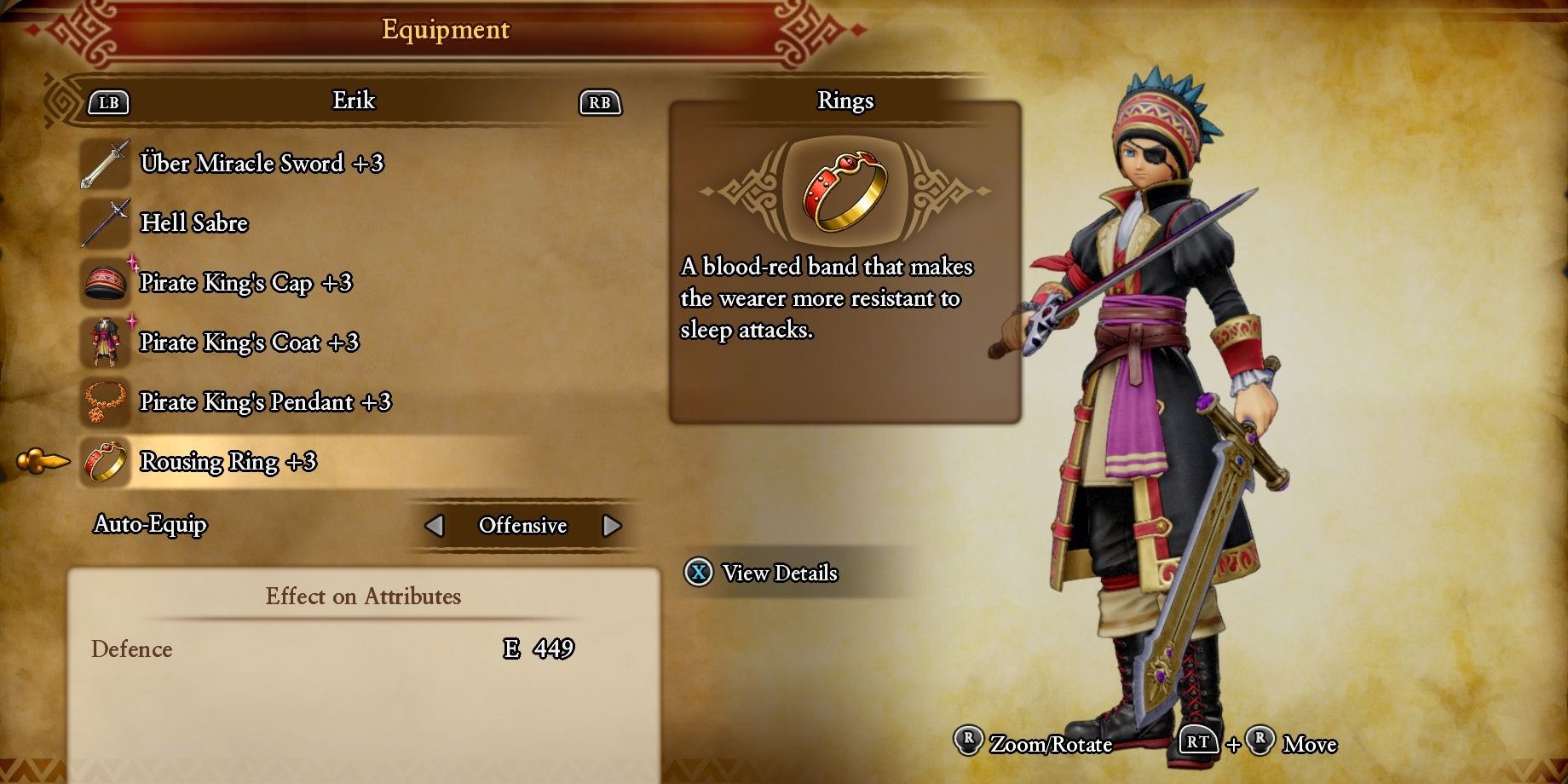 Erik Dual Wield equipment screen 