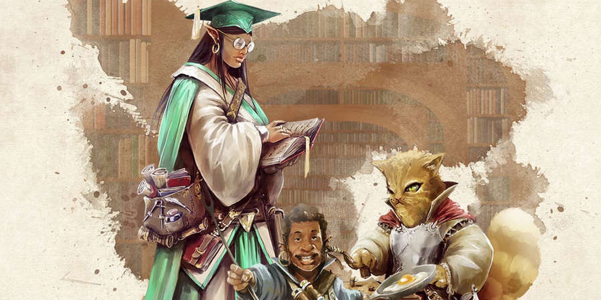 Dungeons & Dragons three scholars in a library