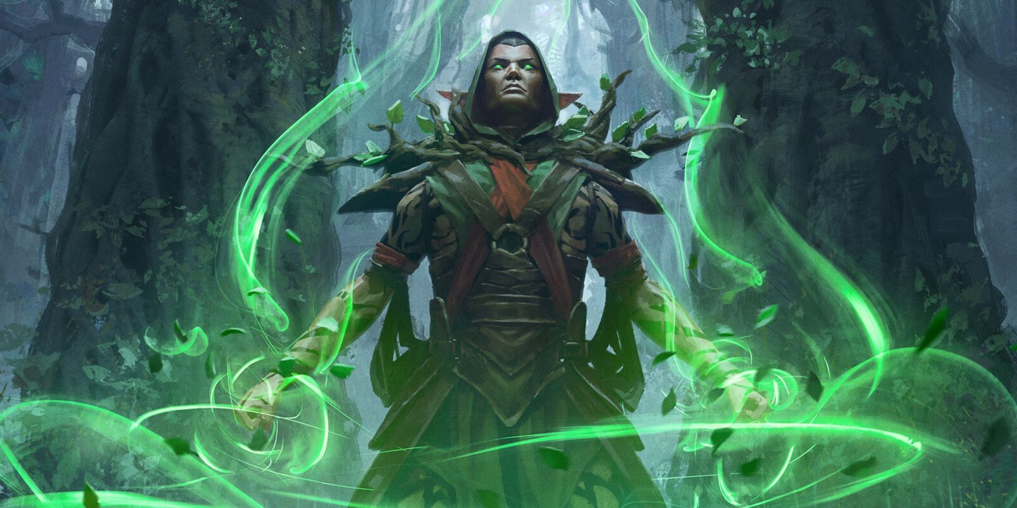 MTG Shaman surrounded by mystical green light