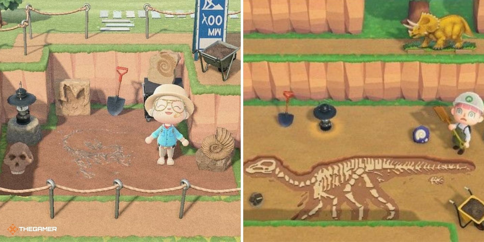 Examples of dig sites in Animal Crossing New Horizons