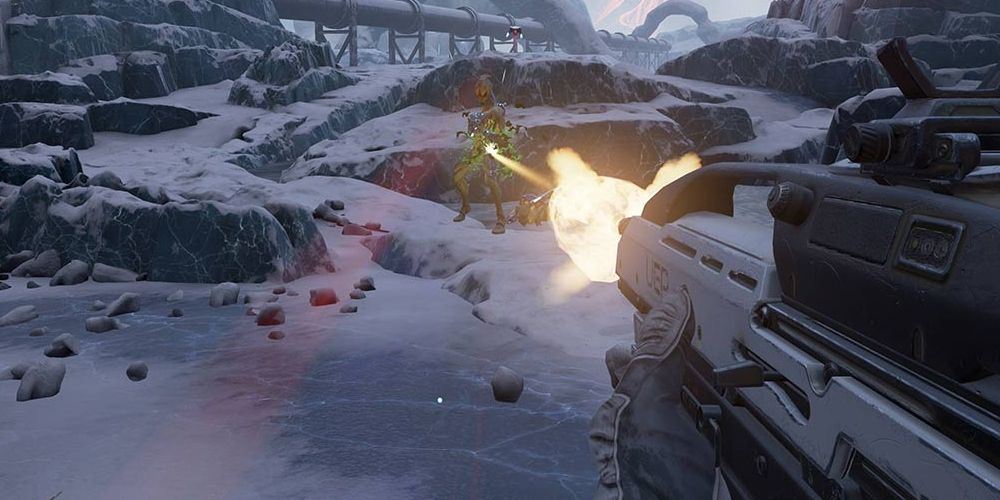 Farpoint: Shooting a bipedal alien