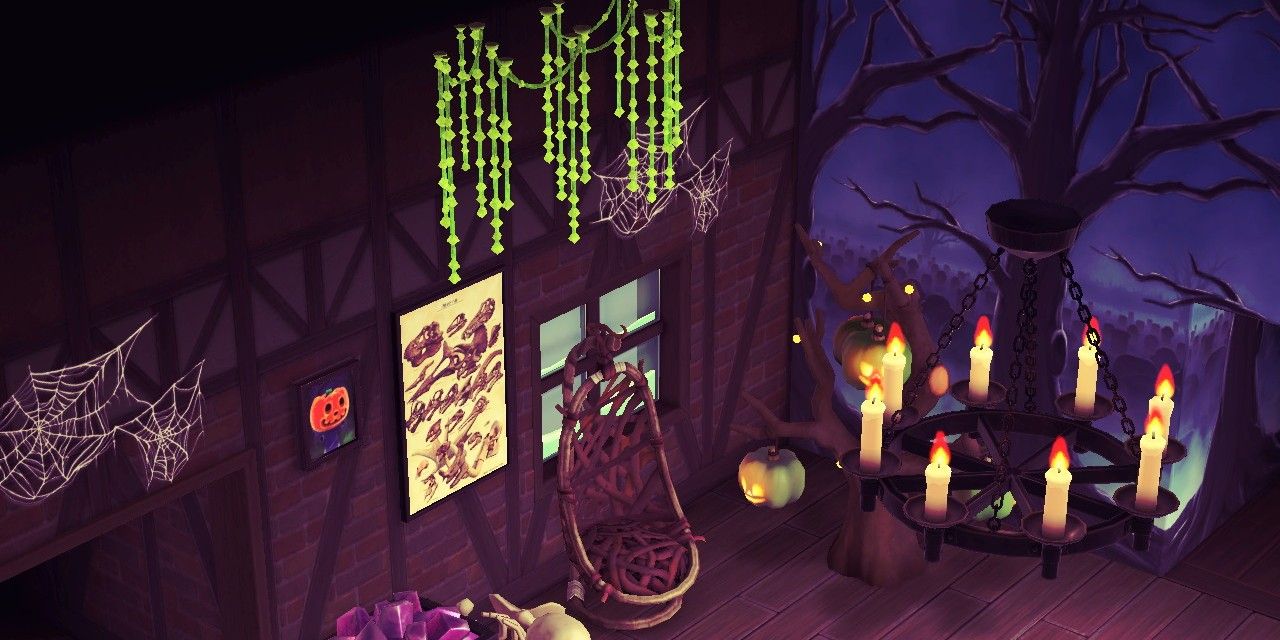 animal crossing new horizons hanging green glowing moss from ceiling