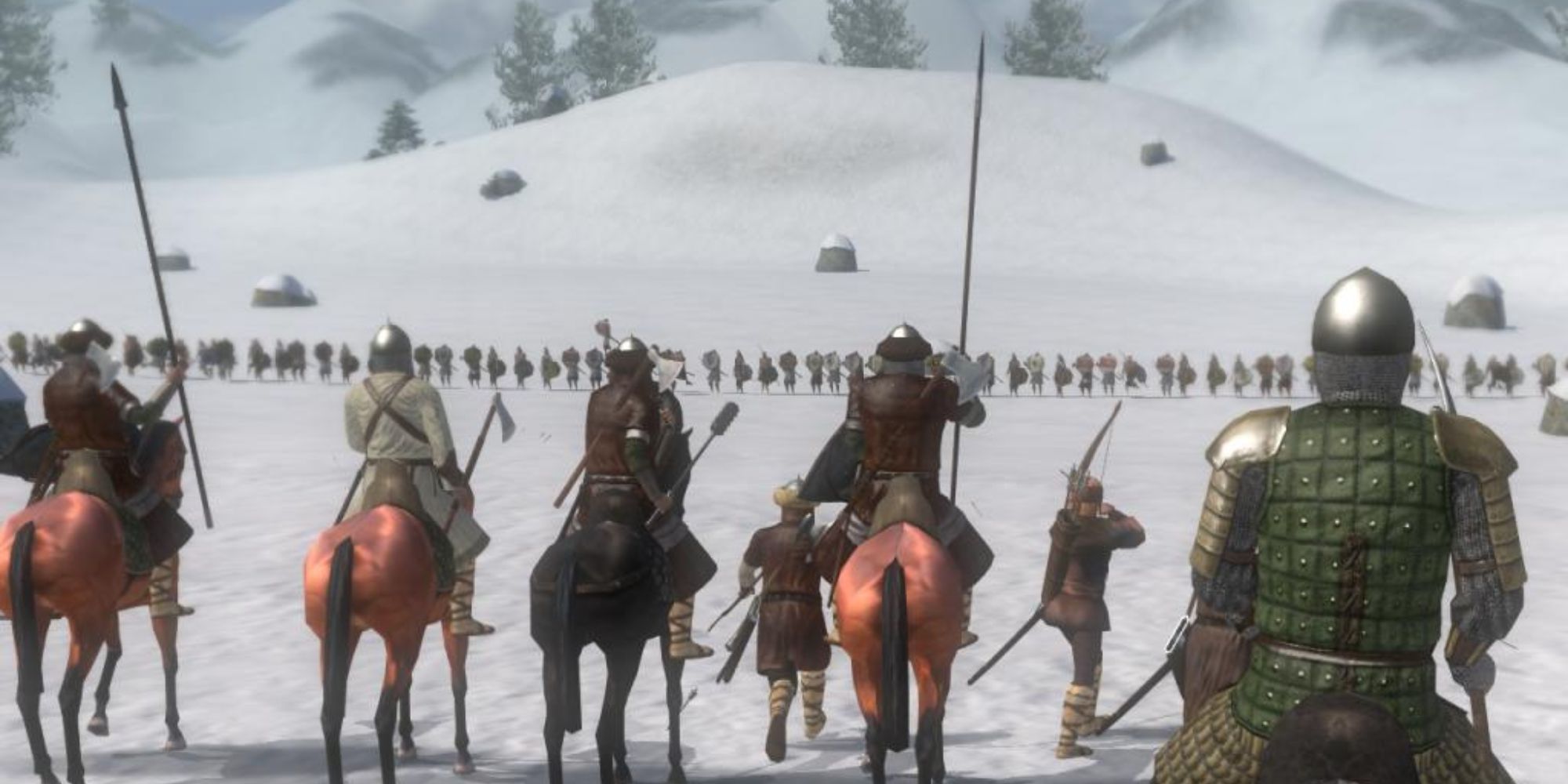 Mount And Blade Army Lined Up To Face Another Army