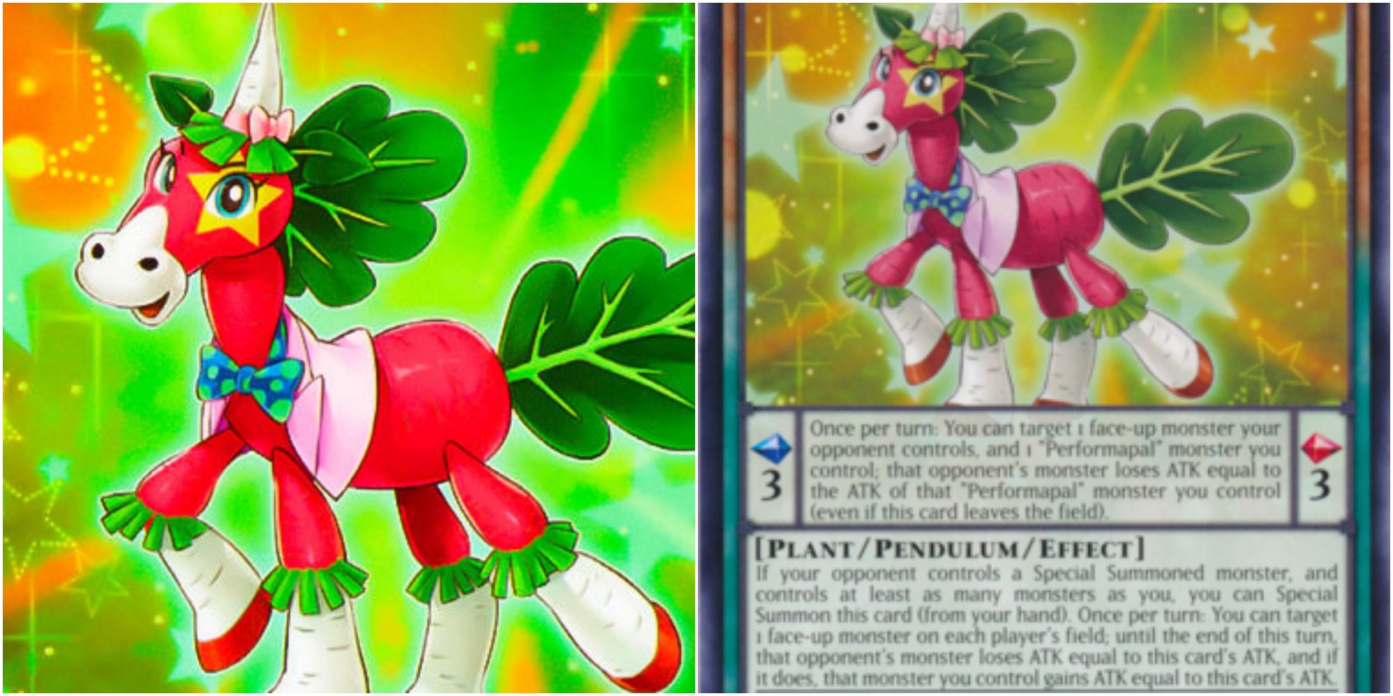 Performapal Radish Horse card art and text