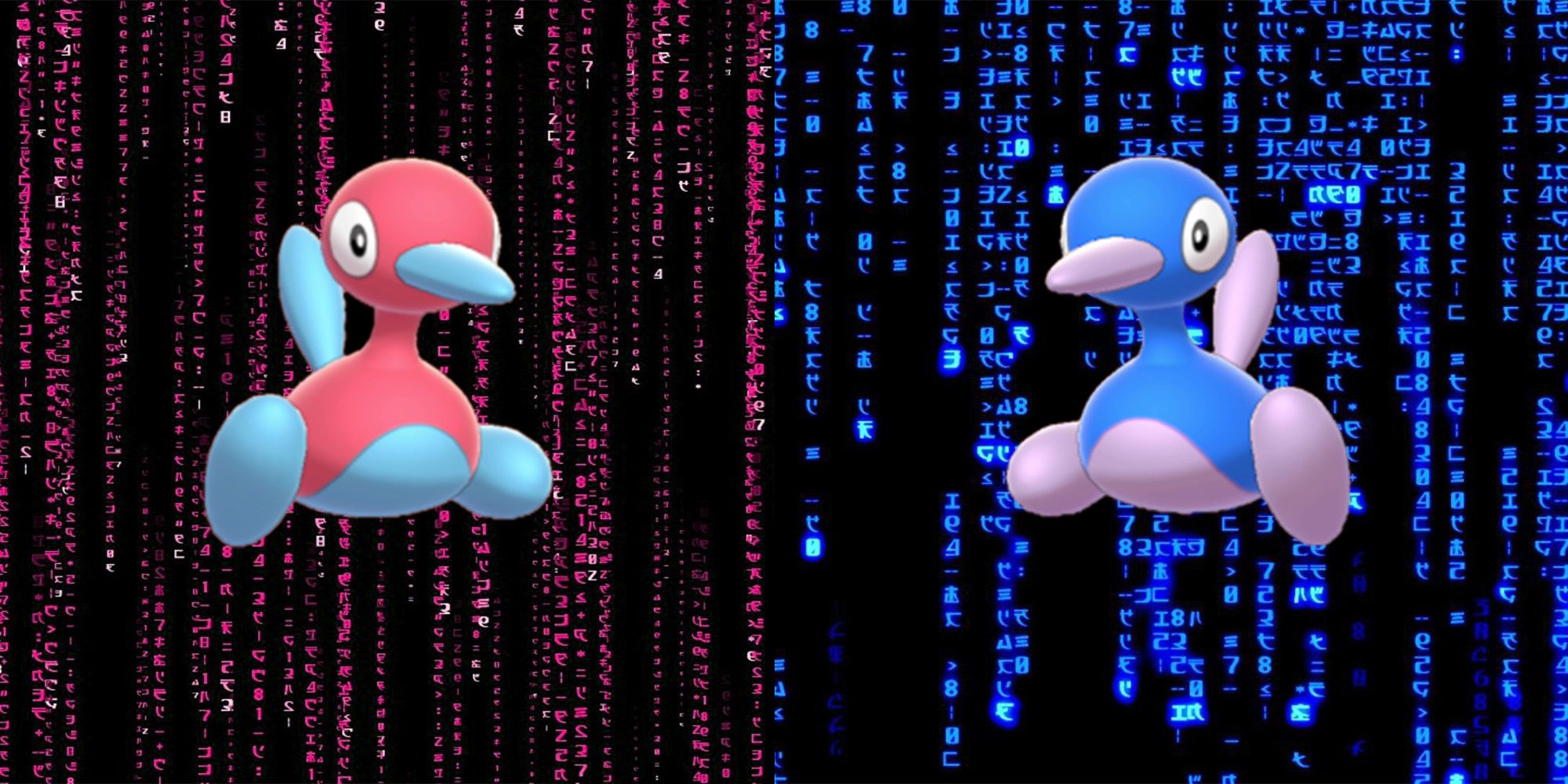 Porygon 2 from Pokemon Gold and Silver on a Code background