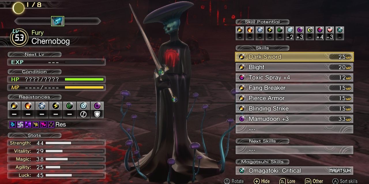SMT5 Chernobog Stat screen