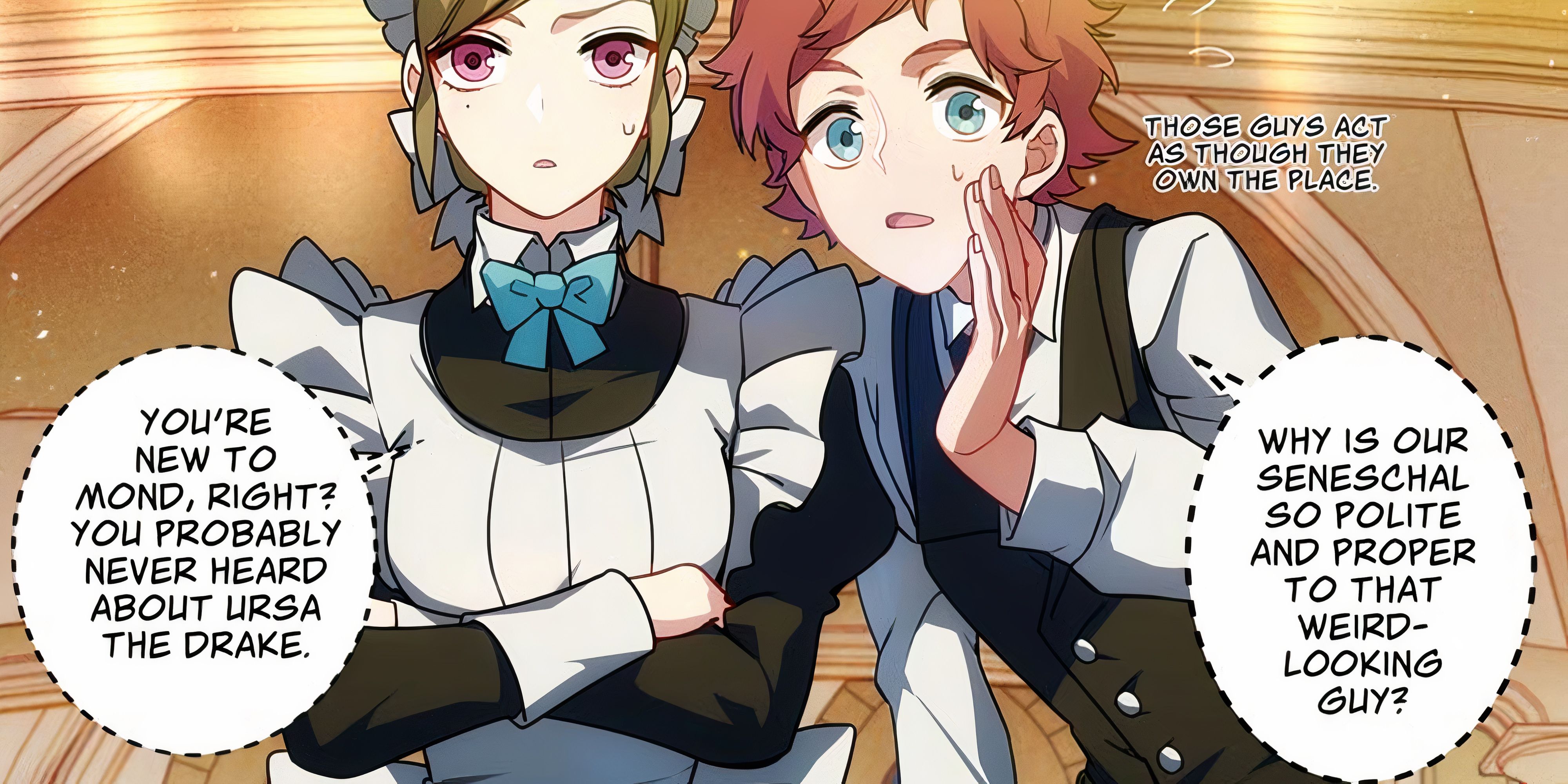 Genshin Impact manga Scullion whispering to a maid