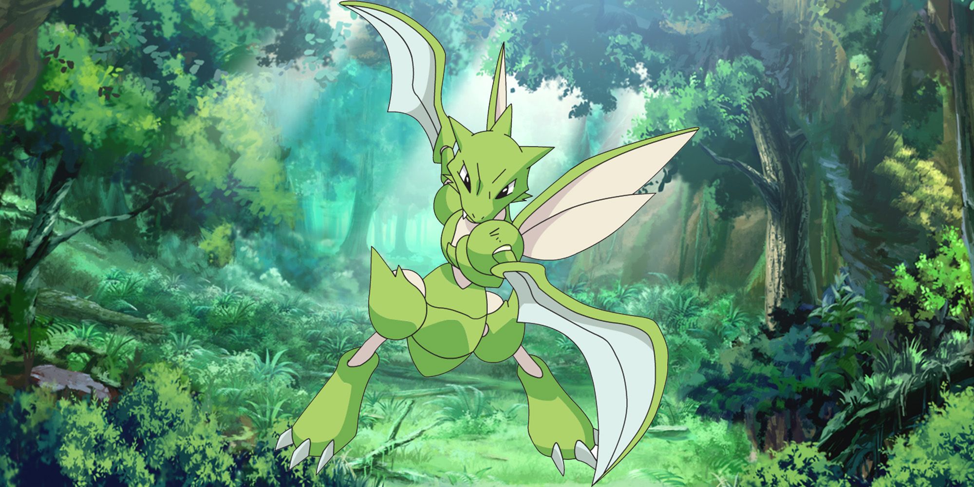 Scyther from Pokemon Red and Blue in a Forest