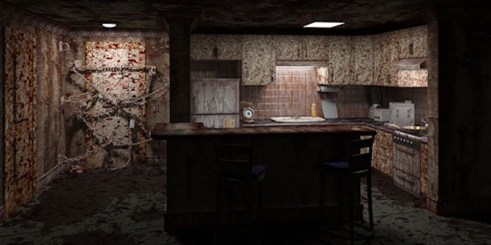 Silent Hill 4: The Room's apartment 302. Covered in, what looks to be, blood. 