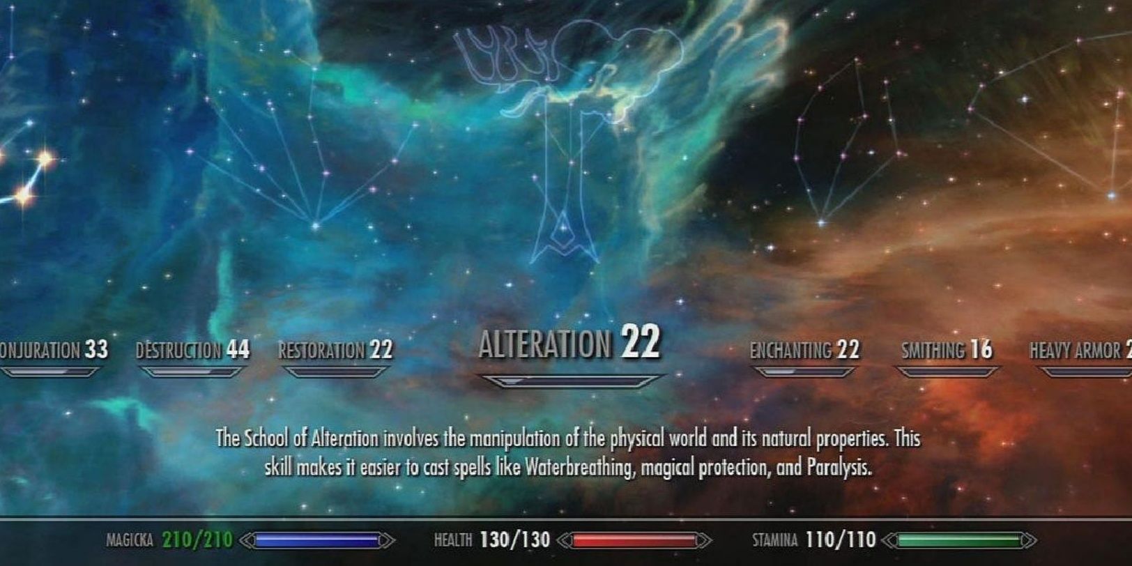 Skyrim Skill Menu Alteration Tree