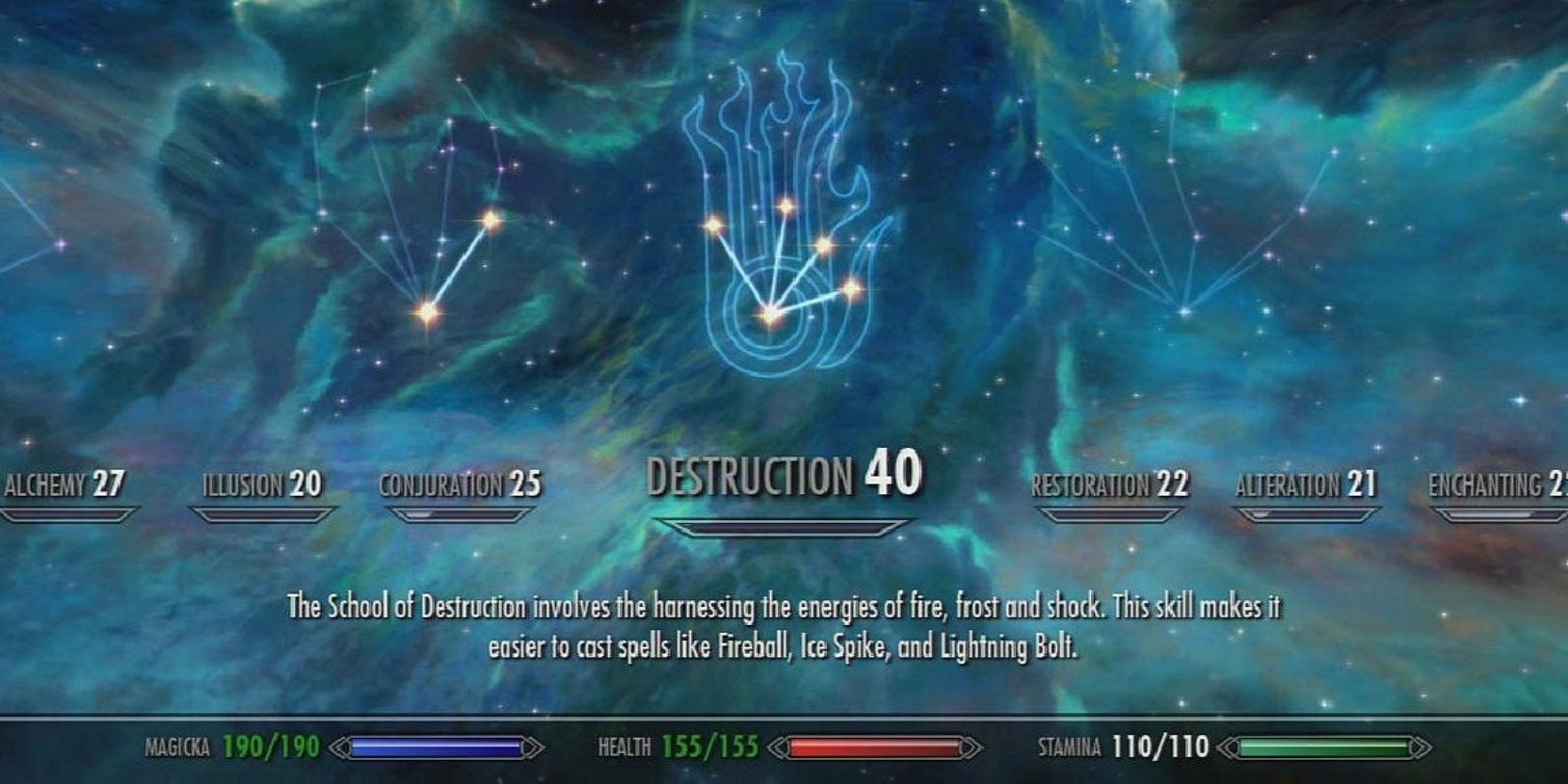 Skyrim Skill Menu Destruction Tree
