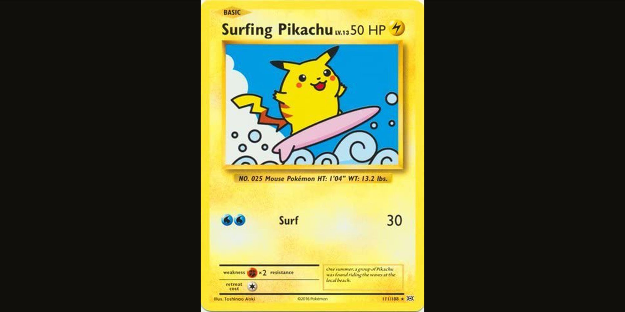 Surfing Pickachu Pokemon Card