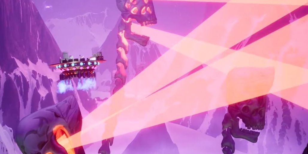 Francis performing while flying through mountains in The Artful Escape