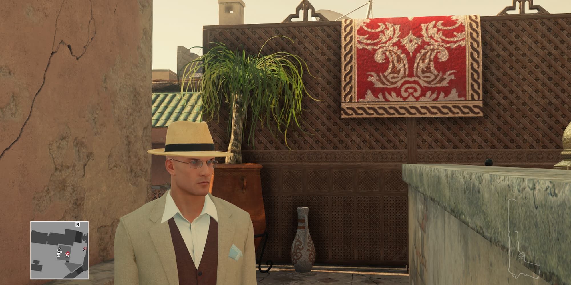 47 dressed as the school headmaster in Marrakesh