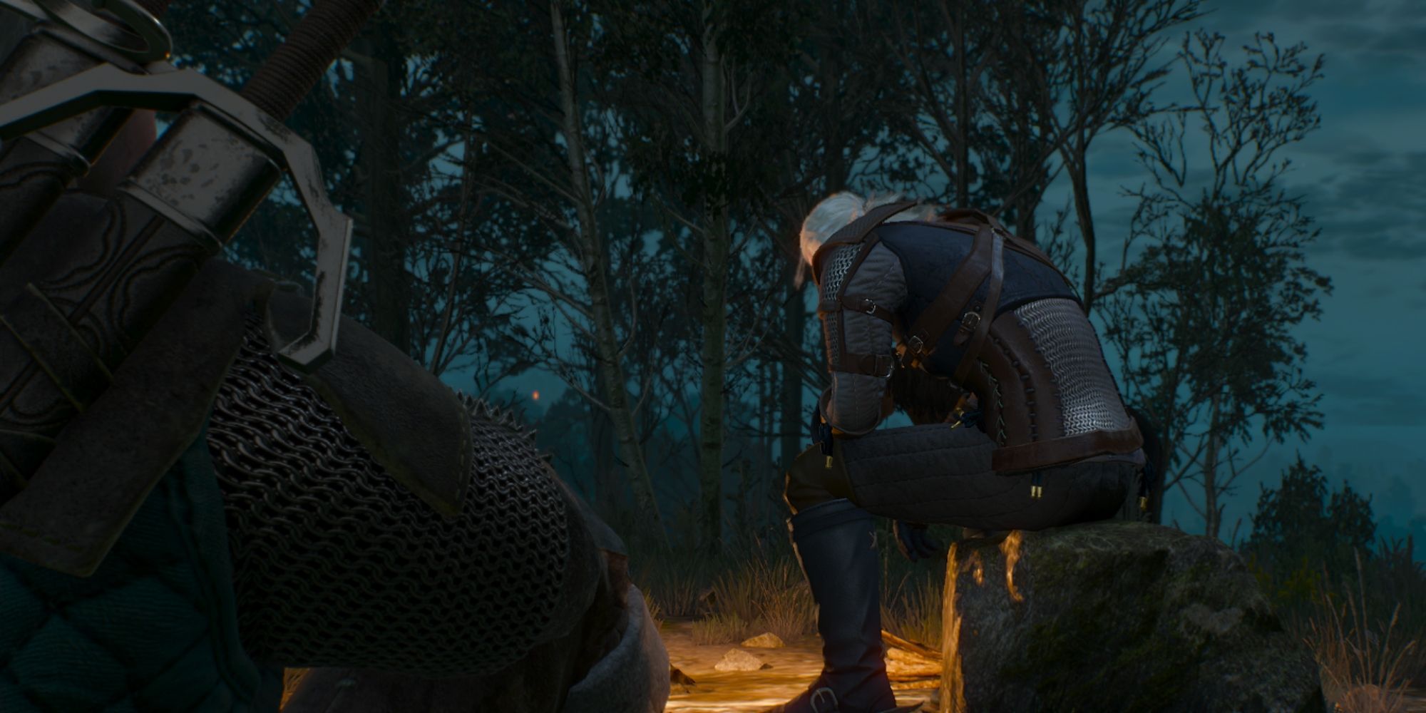 The Witcher 3 Screenshot Of Geralt At Camp