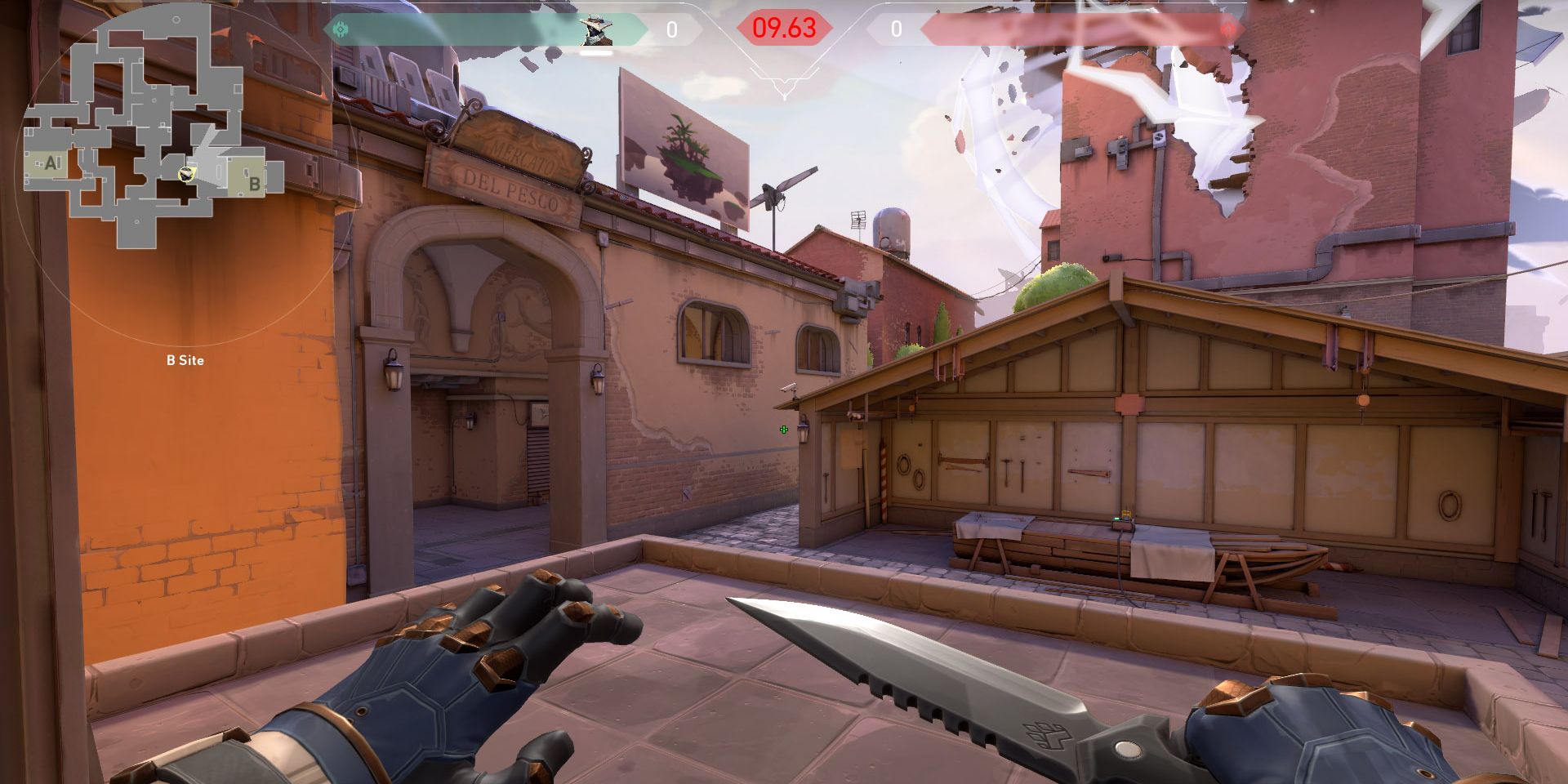 A player with their knife out in Valorant