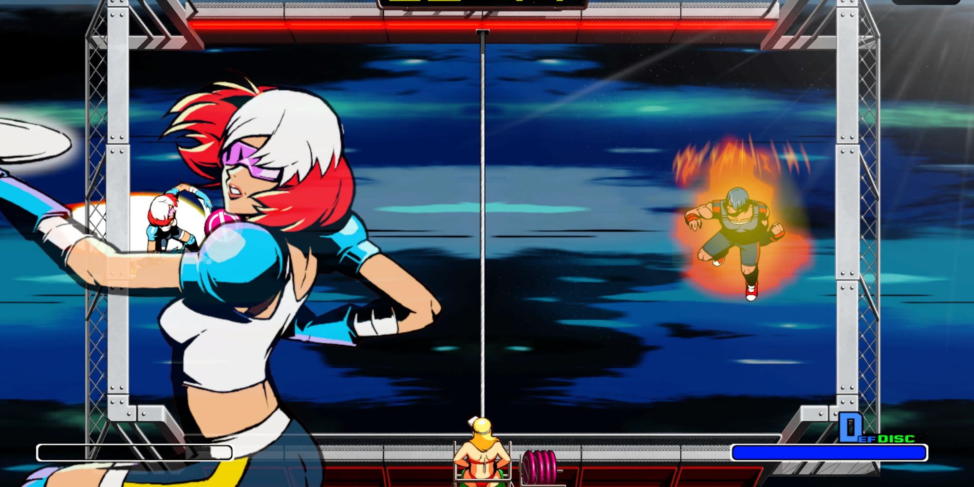 Windjammers 2: Delys performing her Power Toss