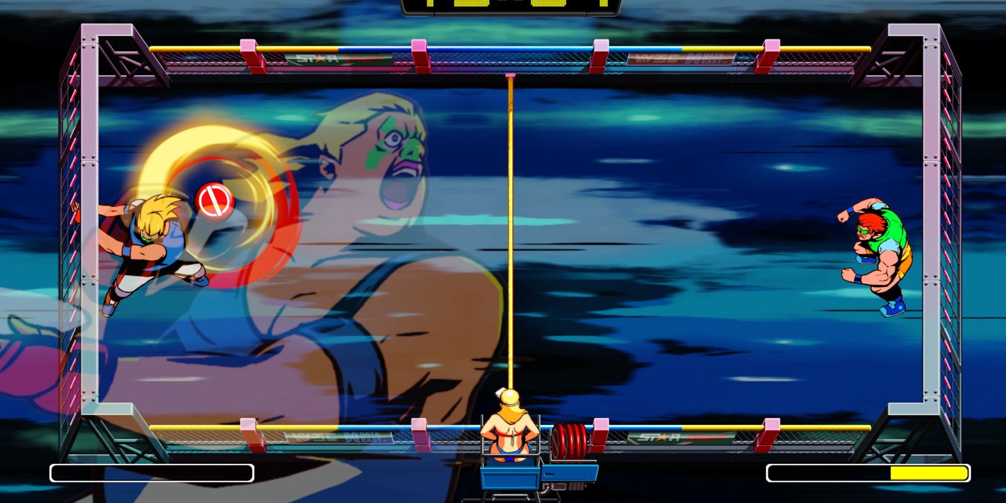 Windjammers 2: Max performing his Power Toss