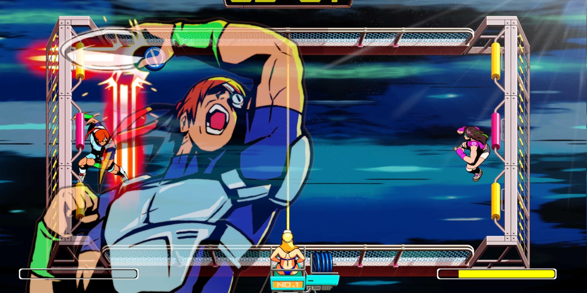 Windjammers 2: Miller performing his Power Toss