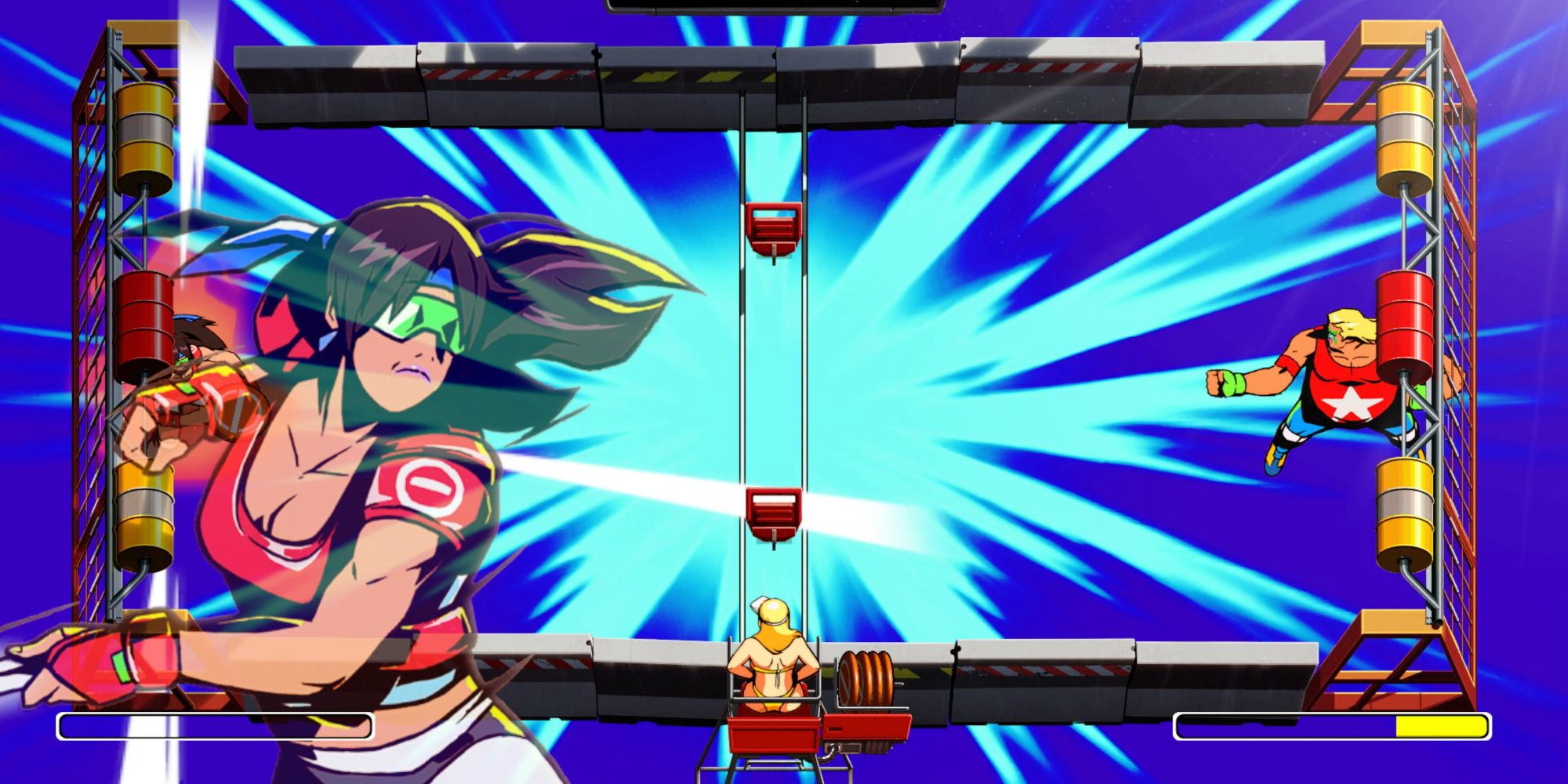 Windjammers 2: Mita performing her Power Toss