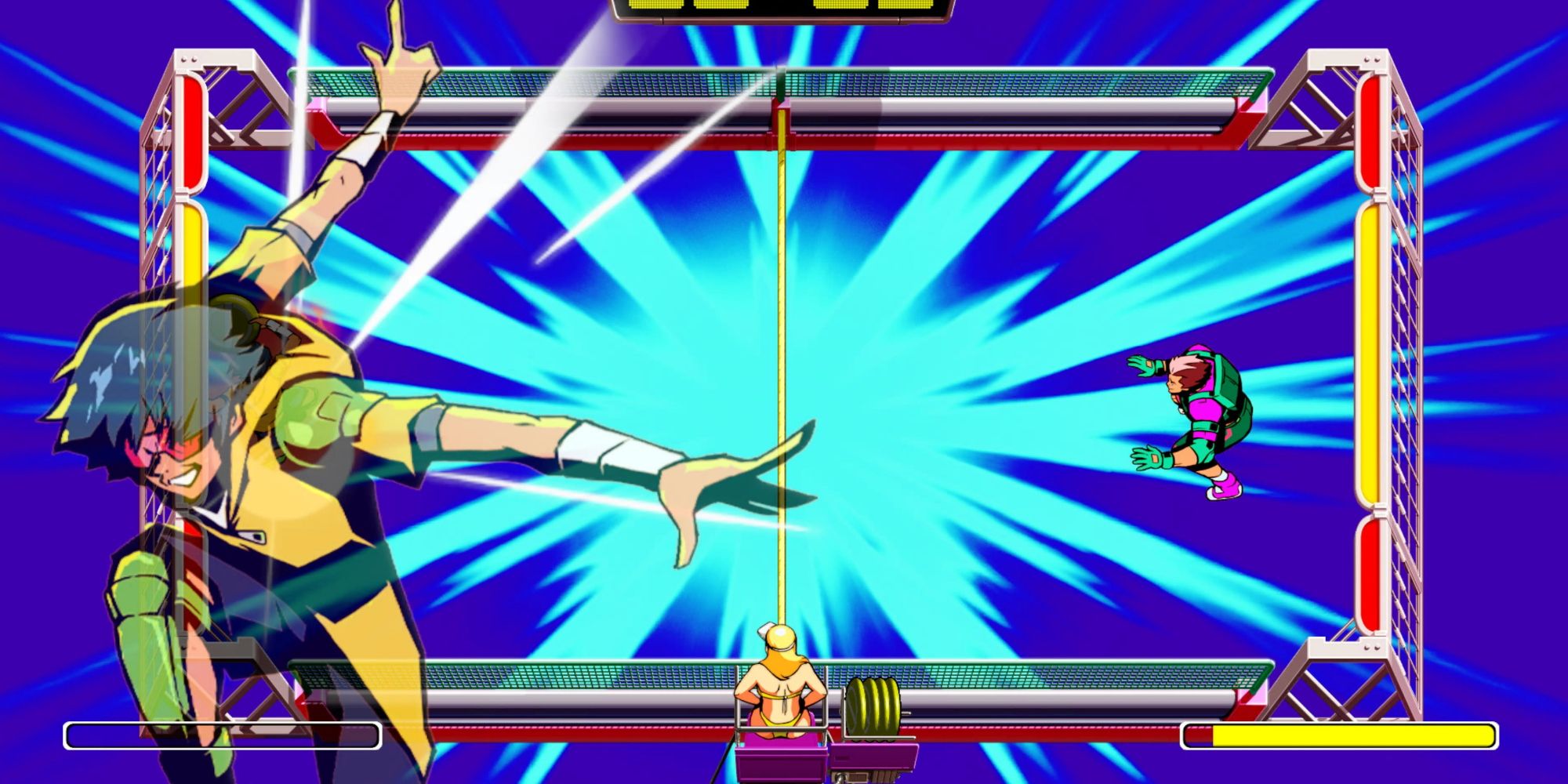 Windjammers 2: Raposa performing his Power Toss