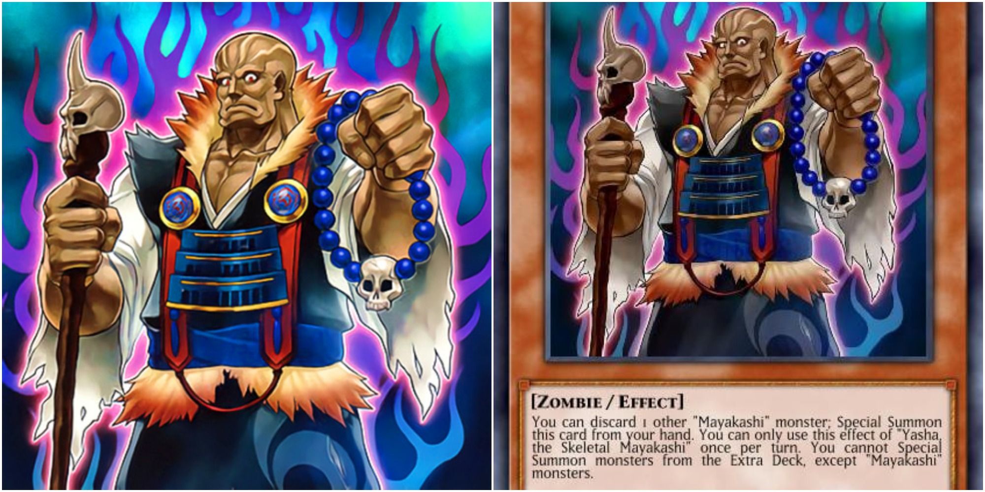 Yasha, the Skeletal Mayakashi card art and text
