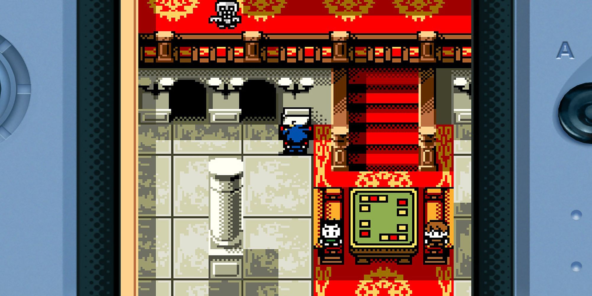 A zombie spooks Cap in the upper corridor of Spencer Mansion at SC Park in SNK VS. Capcom: Card Fighters' Clash.
