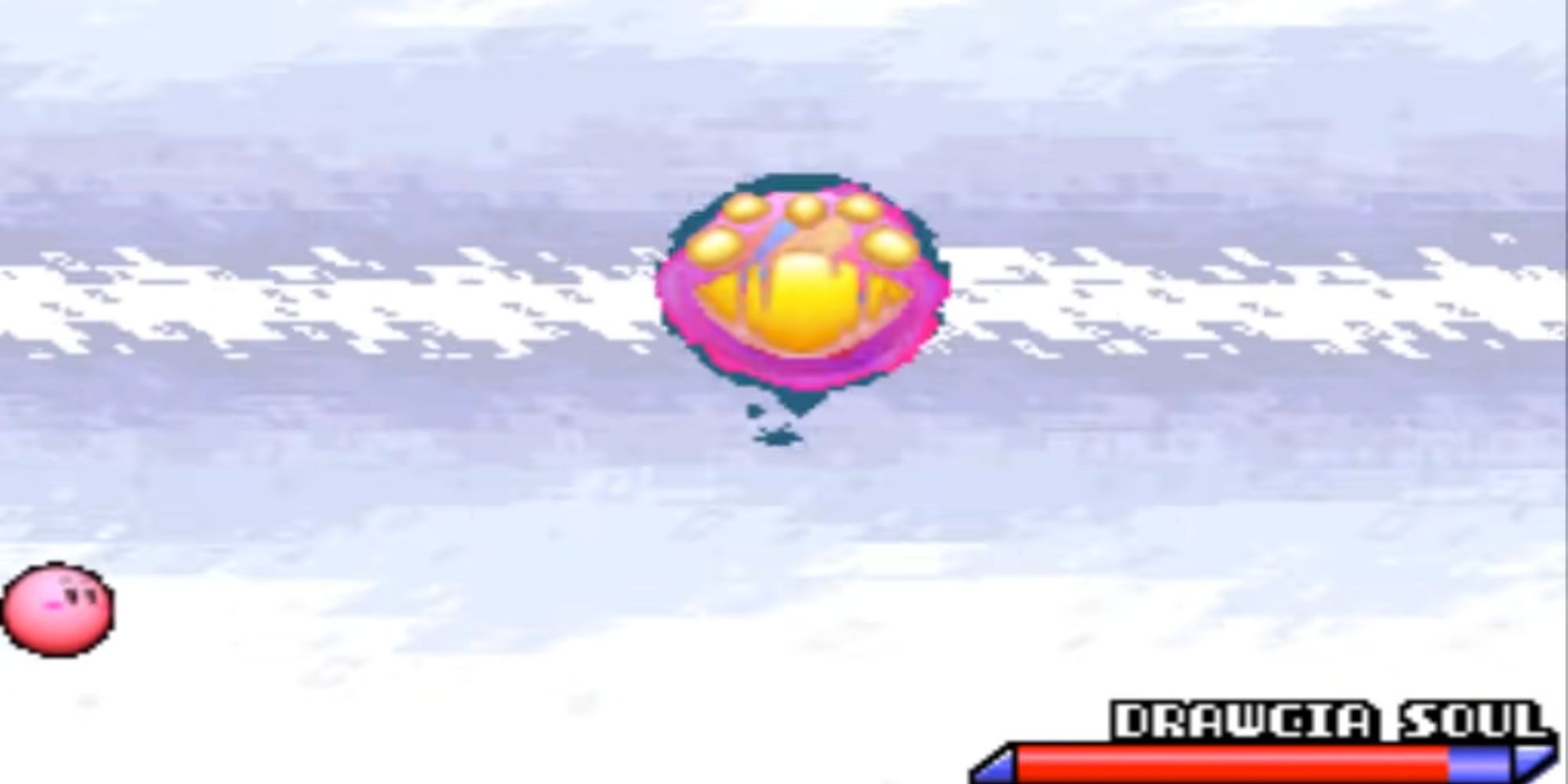 Drawcia Soul roars at Kirby in Kirby Canvas Curse