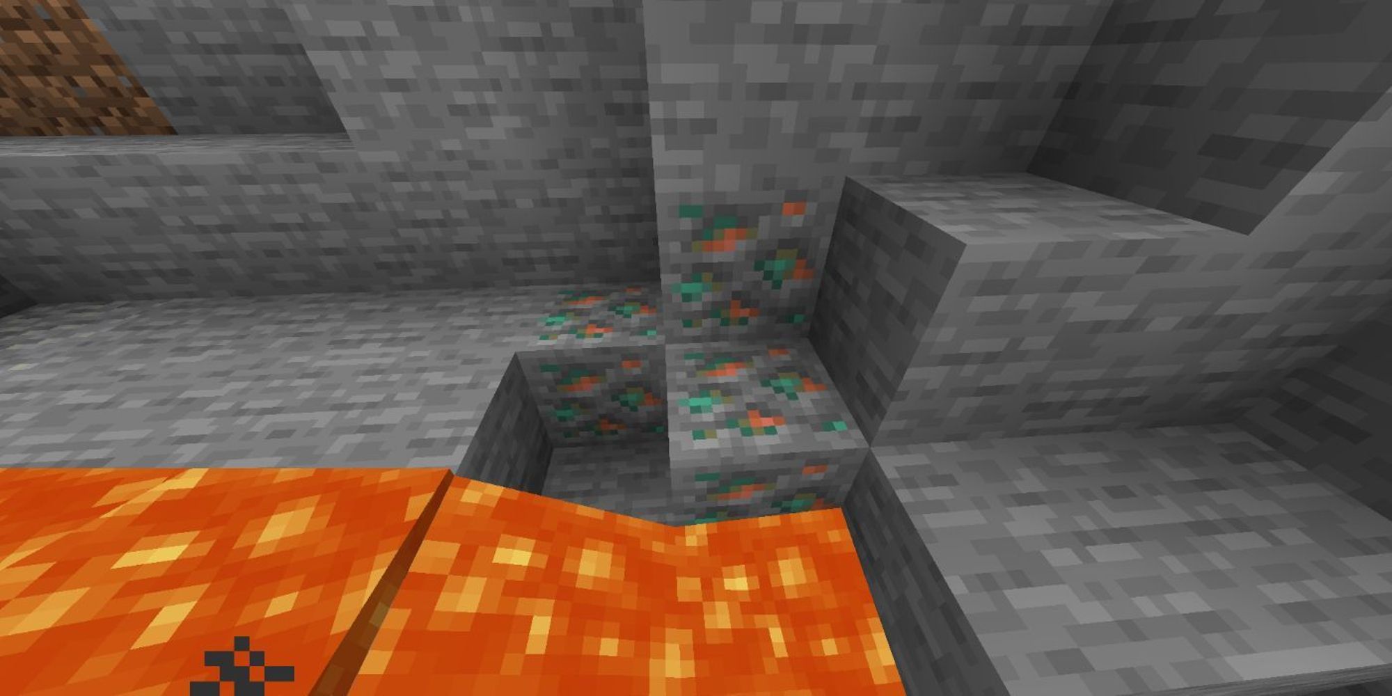 naturally generated copper ore next to lava